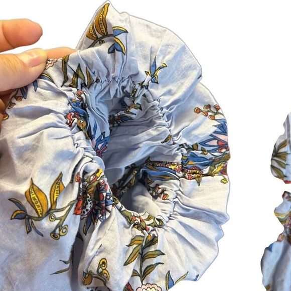 Ann Taylor LOFT Extra Small XS Balloon Sleeve Black Blue Floral Button Back - Picture 6 of 6